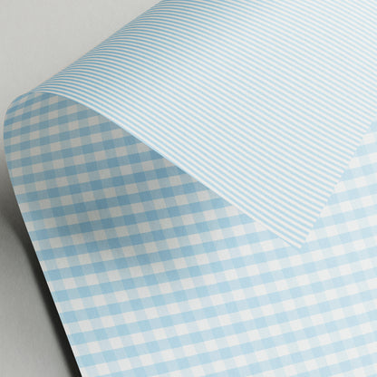 Gingham Blue - Gift Wrap - 3 Sheets