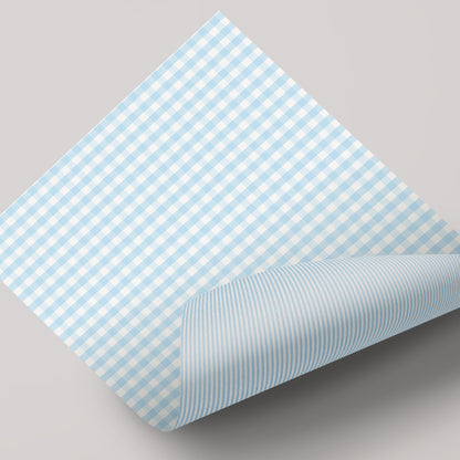 Gingham Blue - Gift Wrap - 3 Sheets