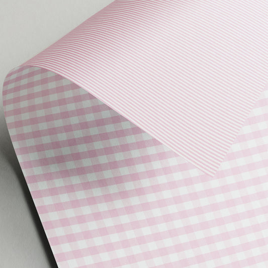 Gingham Pink - Gift Wrap - 3 Sheets