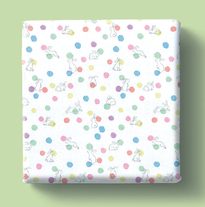 Polka Dot Bunnies - Gift Wrap - 3 Sheets