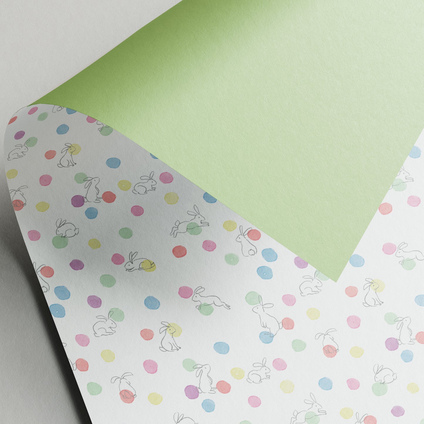 Polka Dot Bunnies - Gift Wrap - 3 Sheets