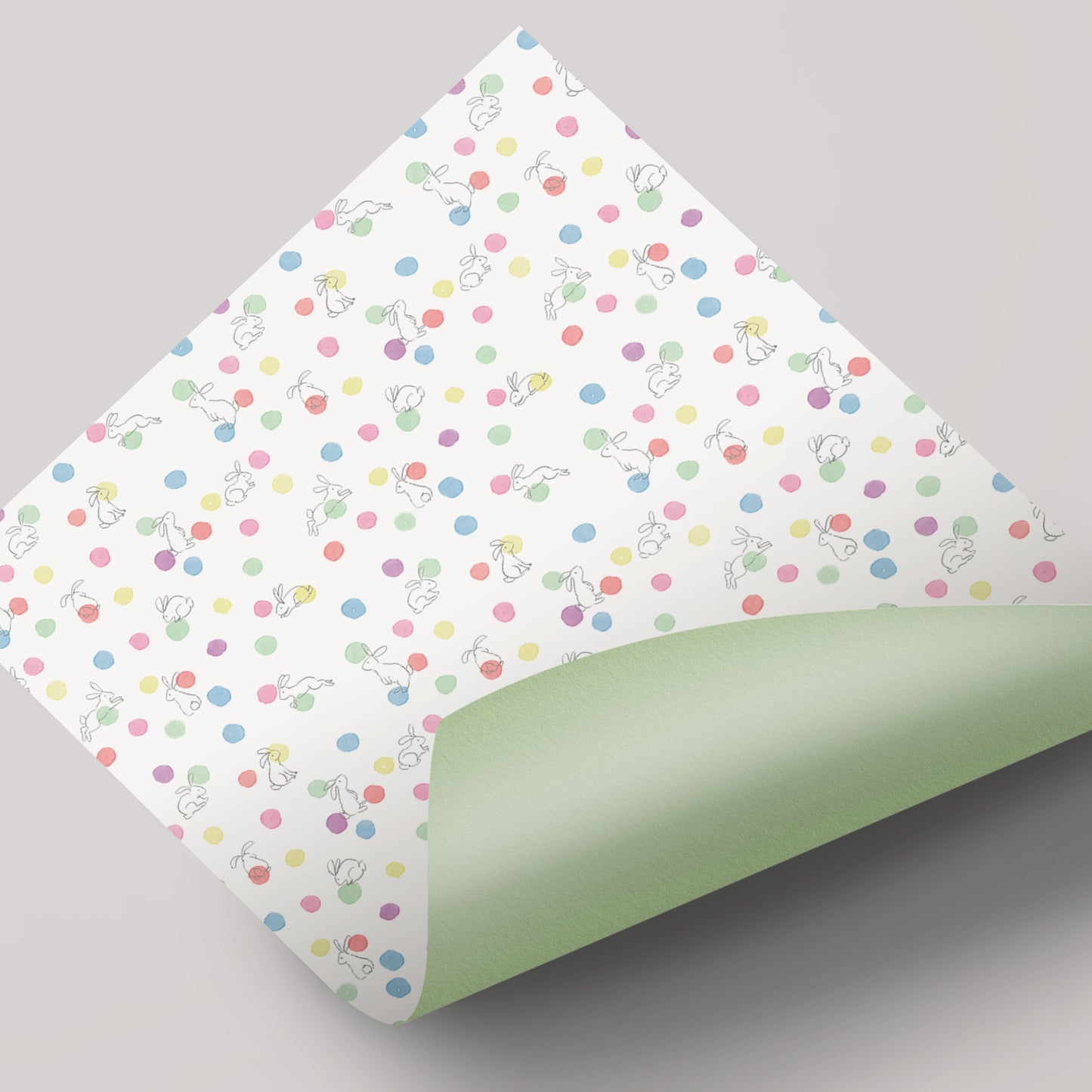 Polka Dot Bunnies - Gift Wrap - 3 Sheets