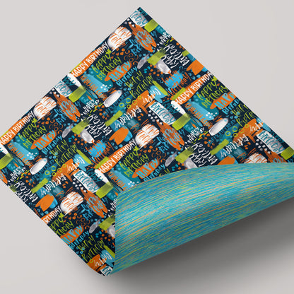 Hip Hop - Birthday Blue - Gift Wrap - 3 Sheets