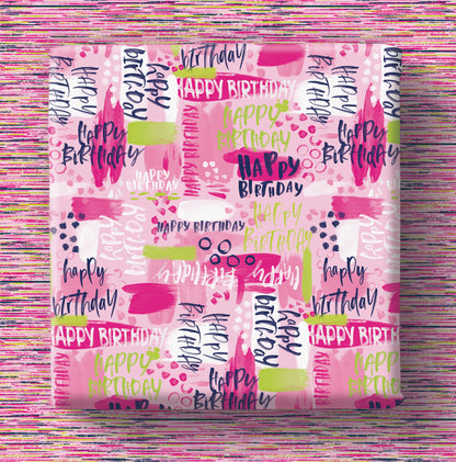 Hip Hop - Birthday Pink - Gift Wrap - 3 Sheets