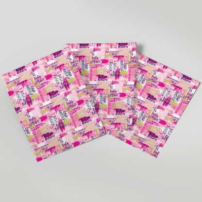 Hip Hop - Birthday Pink - Gift Wrap - 3 Sheets