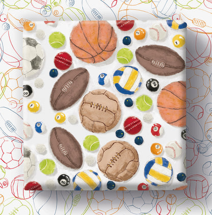 Sports Balls - Gift Wrap - 3 Sheets