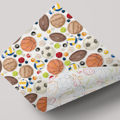 Sports Balls - Gift Wrap - 3 Sheets